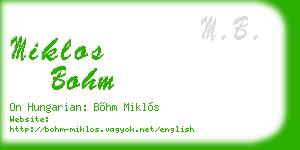 miklos bohm business card